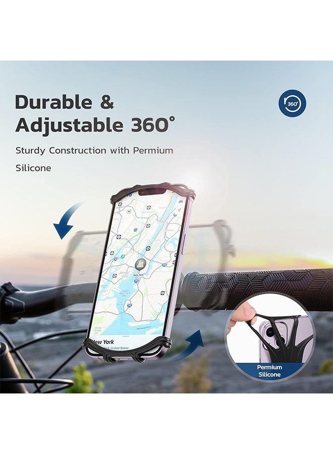 Bike Phone Mount, Universal Bike Cell Phone Holder, 360° Rotatable, Silicone Bicycle,Phone Compatible( Black) - Image 4